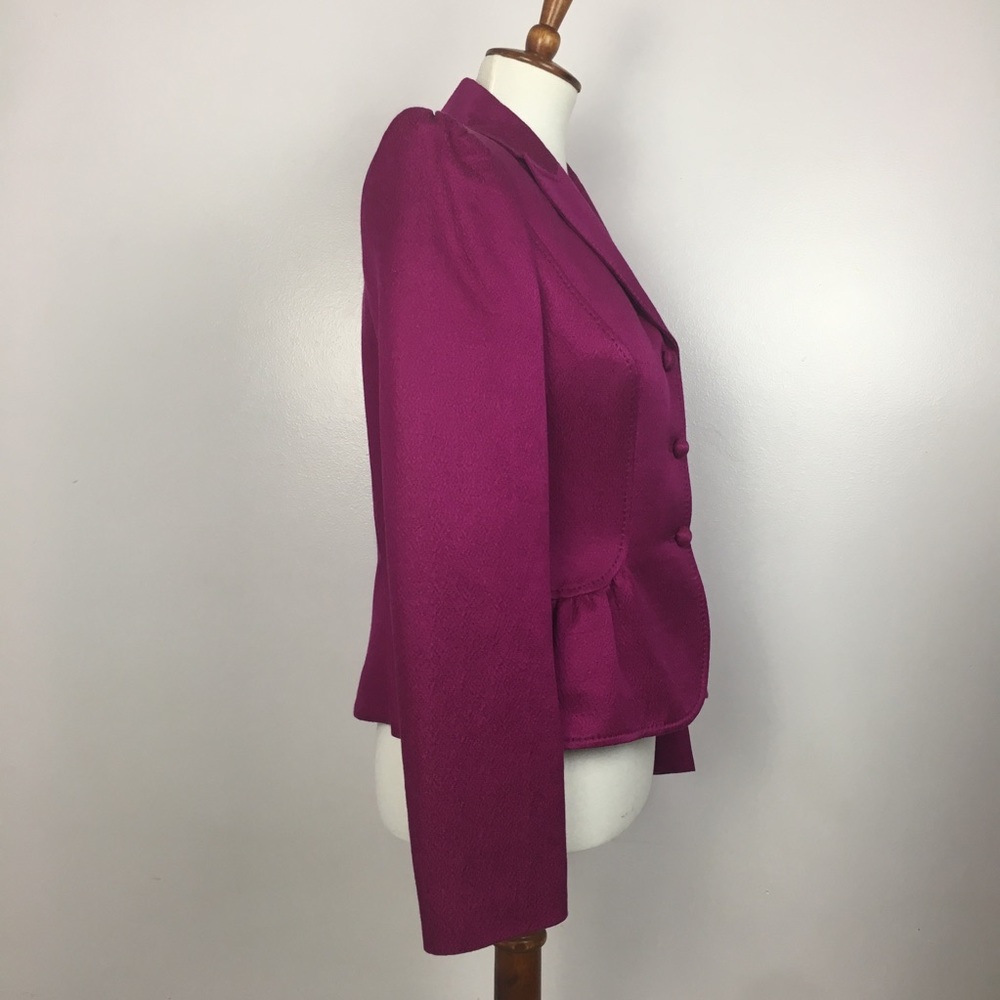 Anne Klein Fuchsia Textured Silk Wool Blazer - Picture 3 of 8